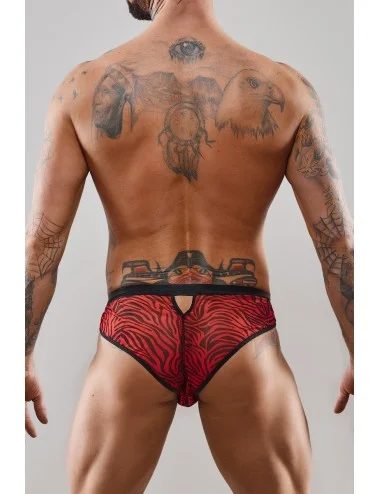 Slip type brésilien ouvert zébré rouge et noir - Regnes