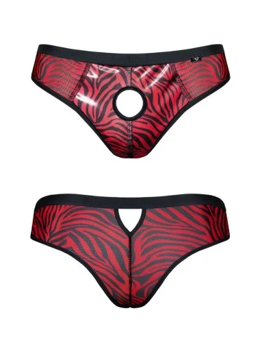 Slip type brésilien ouvert zébré rouge et noir - Regnes