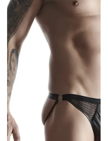 Jock strap noir wetlook et résille - Regnes