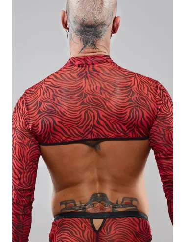 Crop top tulle zébré rouge et noir - Regnes