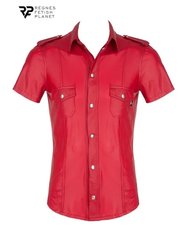 Chemise manches courtes wetlook rouge Carlo - Regnes