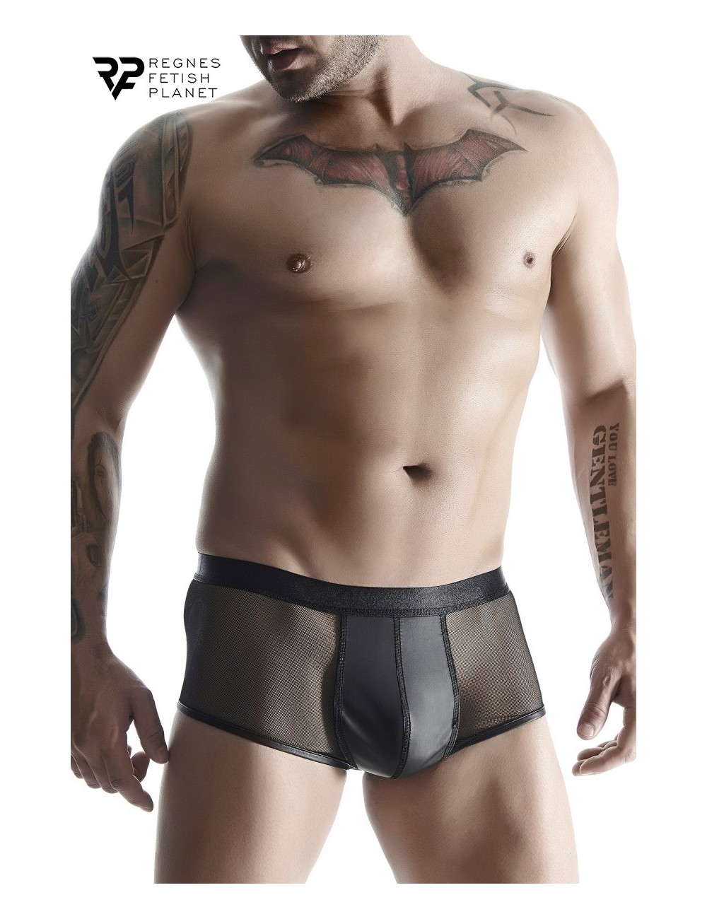 Boxer noir wetlook et mesh - Regnes