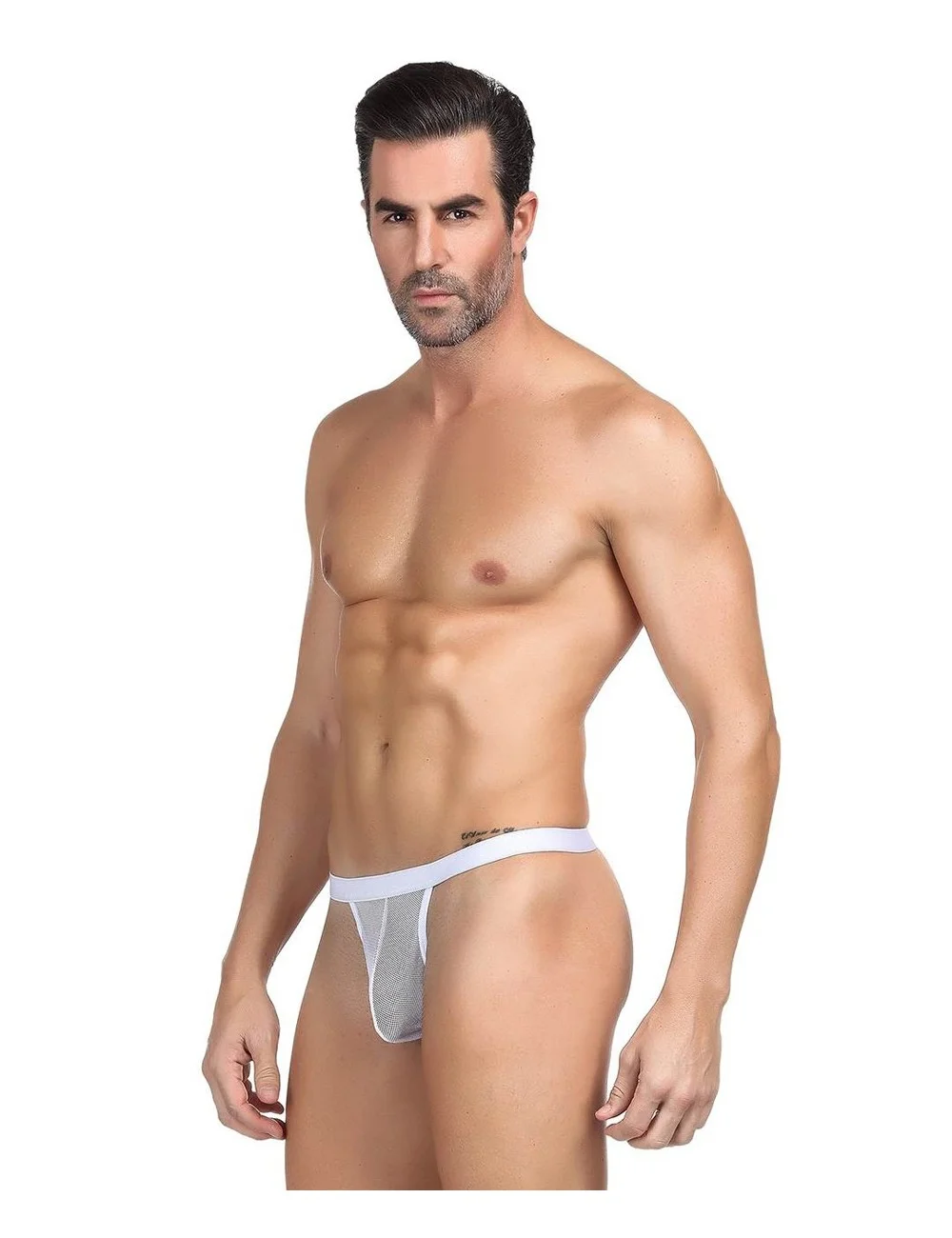 String homme blanc résille String homme blanc résille