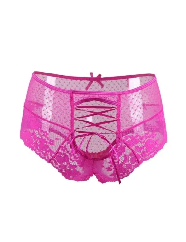 Tanga sexy rose à laçage