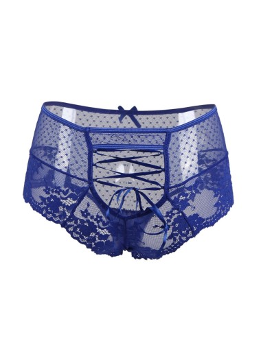 Tanga sexy bleu à laçage