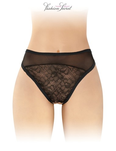 Tanga noir ouvert Ava - Fashion Secret