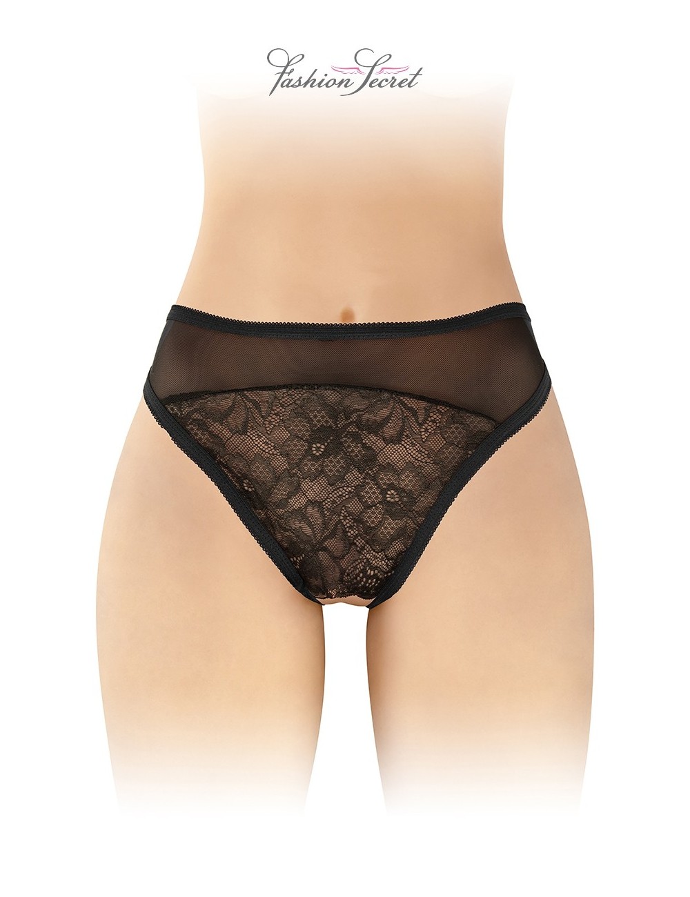 Tanga noir ouvert Ava - Fashion Secret