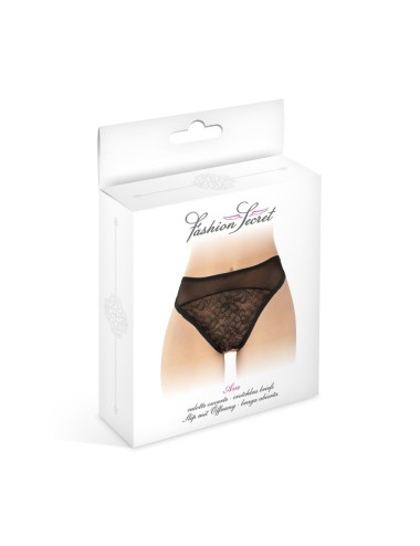 Tanga noir ouvert Ava - Fashion Secret