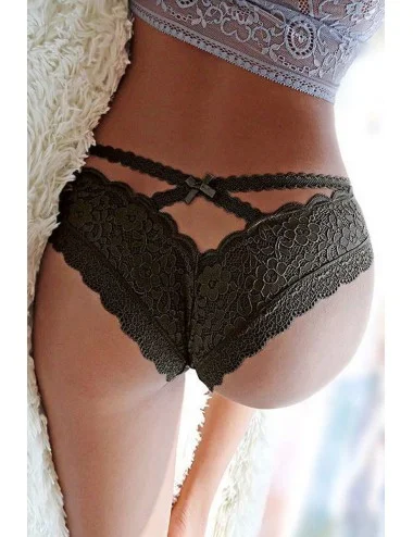 Tanga noir en dentelle fine