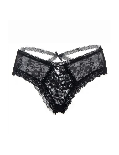 Tanga noir en dentelle fine