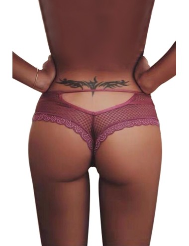 Tanga bordeaux dentelle - Paris Hollywood