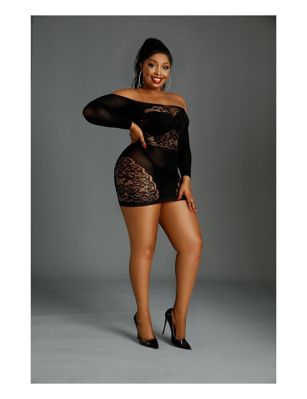 Mini robe résille N°07 Queen Size - Moonlight Mini robe résille N°07 Queen Size - Moonlight