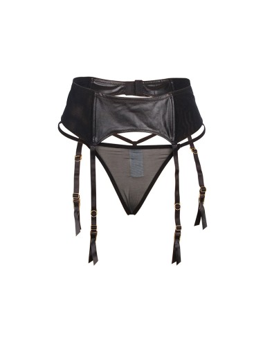 Porte-jarretelles wetlook avec string noir