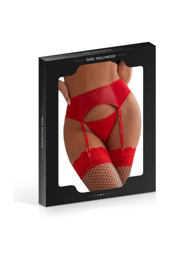 Porte-jarretelles wetlook avec string rouge