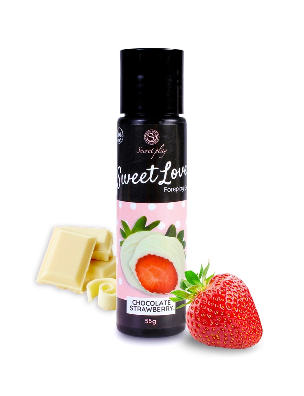 Lubrifiant comestible fraise chocolat blanc - 60ml Lubrifiant comestible fraise chocolat blanc - 60ml