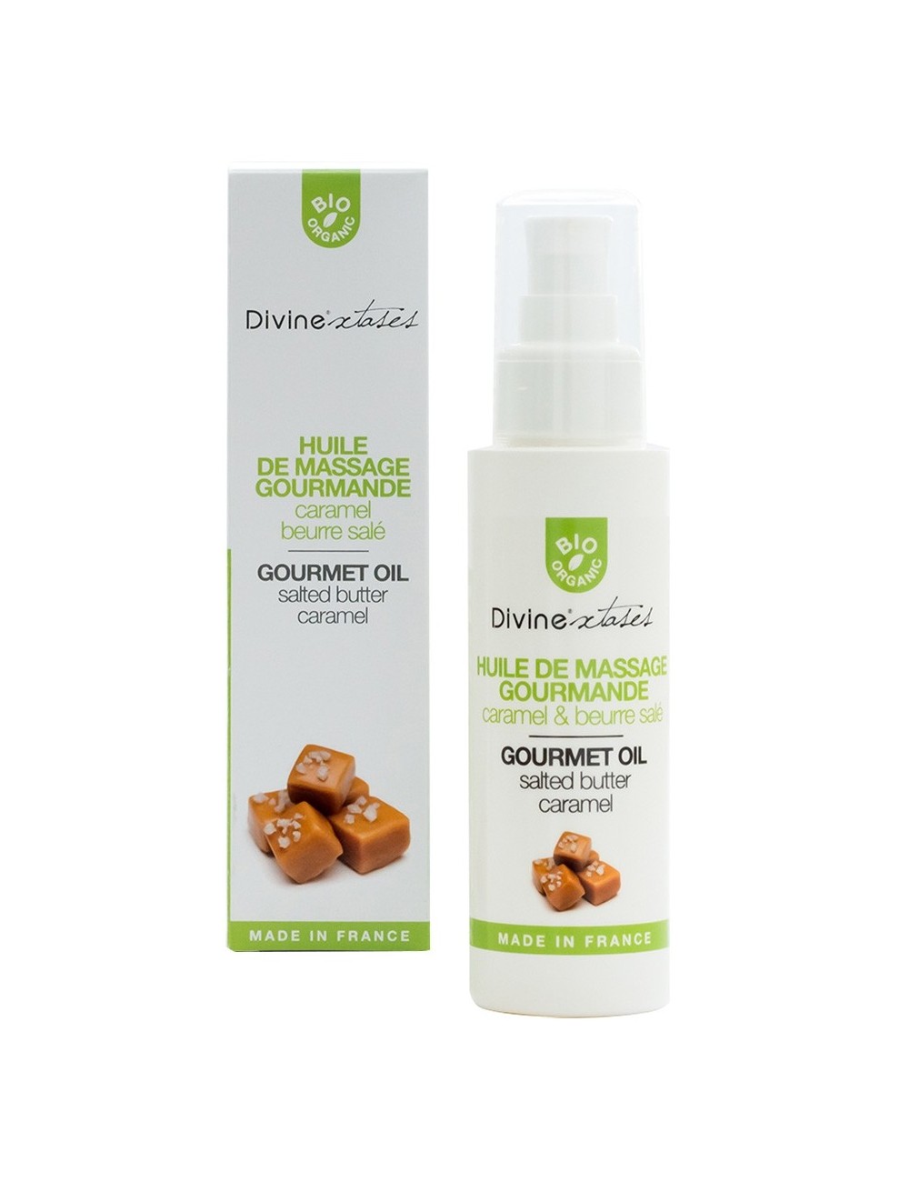 Huile de massage gourmande BIO Caramel - Divinextases