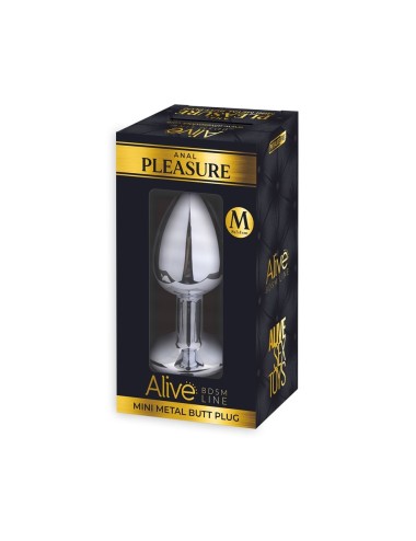 Plug métal bijou transparent M - Alive