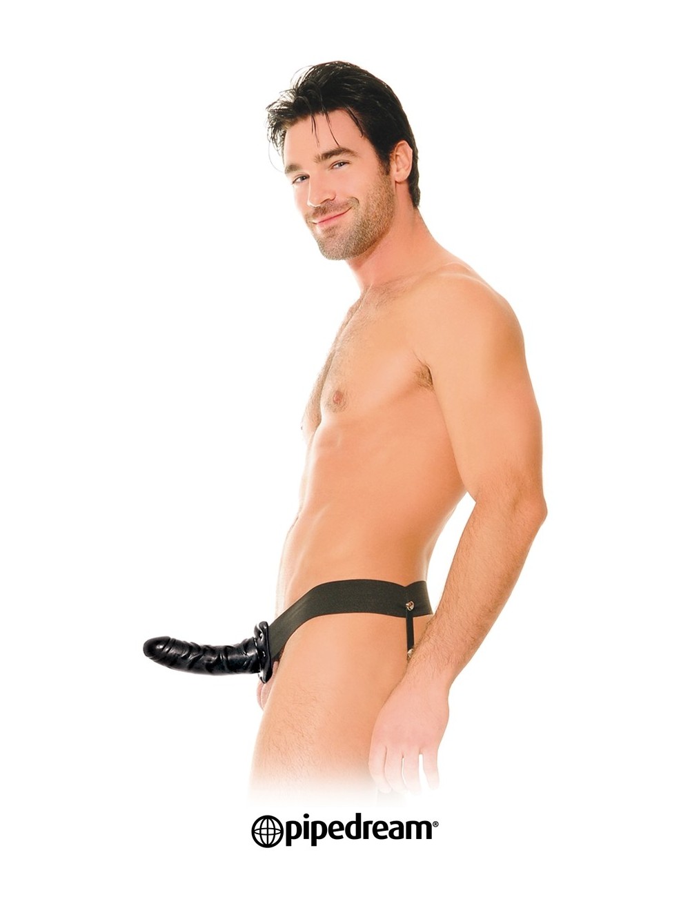 Gode-ceinture creux noir 15 cm