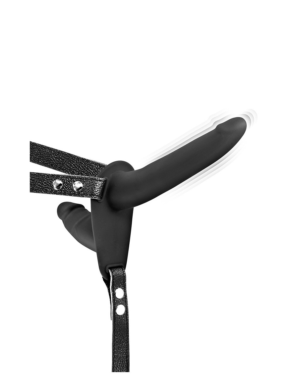 Double gode ceinture noir vibrant - Fetish Tentation