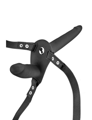 Double gode ceinture noir vibrant - Fetish Tentation