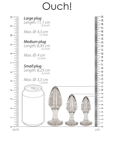 Set 3 plugs pailletés argentés en acrylique - Ouch!