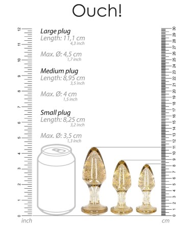 Set 3 plugs pailletés dorés en acrylique - Ouch!