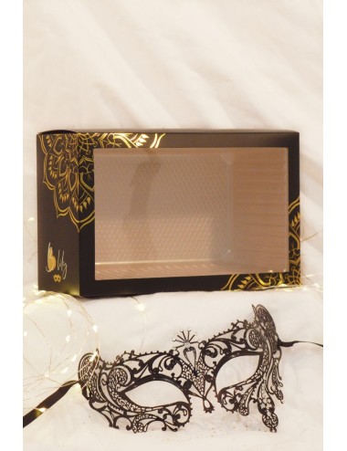 Masque vénitien Bianca rigide doré avec strass - HMJ-047BK