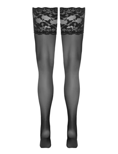 Bas autofixants large jarretière dentelle noir - Cotelli Lingerie