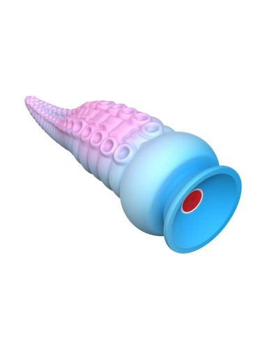 Gode ventouse tentacule Kraken vibrant 18 cm rose et bleu USB - WS-NV100