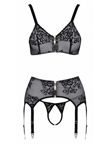 Ensemble coquin ouvert 3 pièces gris - Cottelli Lingerie