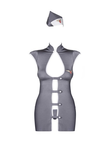 Stewardess Costume 3 pcs - Gris
