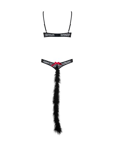 Costume modulable noire avec les oreilles et la queue détachable gepardina