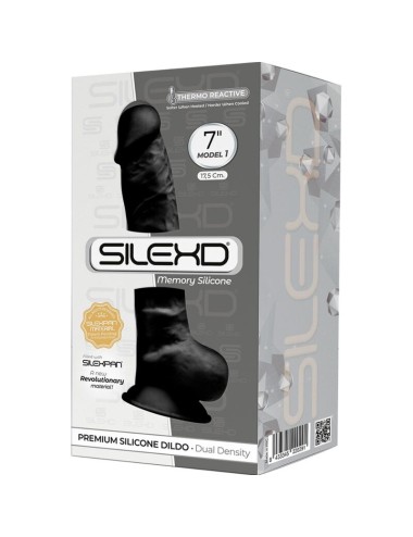 SILEXD - MODÈLE 1 PÉNIS RÉALISTE PREMIUM SILEXPAN SILICONE NOIR 17.5 CM