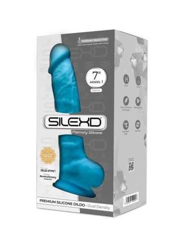 SILEXD - MODÈLE 1 PÉNIS RÉALISTE PREMIUM SILEXPAN SILICONE BLEU 17.5 CM