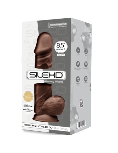 SILEXD - MODÈLE 1 PÉNIS RÉALISTE PREMIUM SILEXPAN SILICONE MARRON 21.5 CM