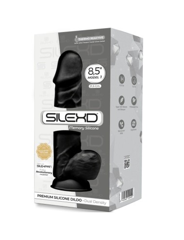 SILEXD - MODÈLE 1 PÉNIS RÉALISTE PREMIUM SILEXPAN SILICONE NOIR 21.5 CM