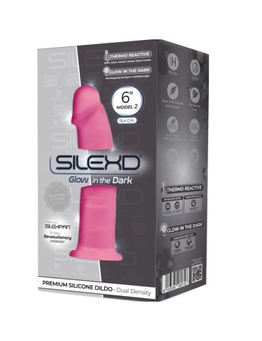 SILEXD - MODÈLE 2 PÉNIS RÉALISTE PREMIUM SILEXPAN SILICONE FLUORESCENT ROSE 15 CM