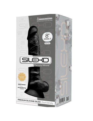 SILEXD - MODÈLE 1 PÉNIS RÉALISTE PREMIUM SILEXPAN SILICONE NOIR 20 CM