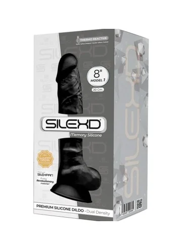 SILEXD - MODÈLE 1 PÉNIS RÉALISTE PREMIUM SILEXPAN SILICONE NOIR 20 CM