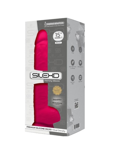 SILEXD - MODÈLE 1 PÉNIS RÉALISTE PREMIUM SILEXPAN SILICONE FUCHSIA 38 CM