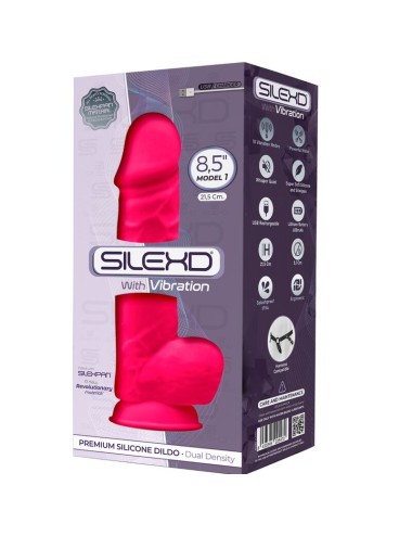 SILEXD - MODÈLE 1 VIBRATEUR PÉNIS RÉALISTE SILICONE PREMIUM SILEXPAN FUCHSIA 21.5 CM