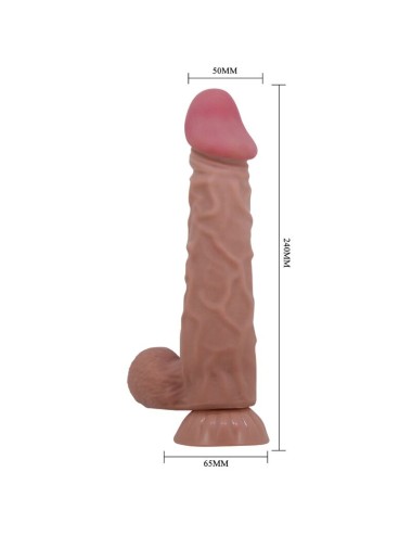PRETTY LOVE - SÉRIE SLIDING SKIN GODE RÉALISTE AVEC VENTOUSE SLIDING SKIN MARRON 24 CM