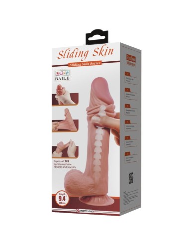 PRETTY LOVE - SÉRIE SLIDING SKIN GODE RÉALISTE AVEC VENTOUSE SLIDING SKIN MARRON 24 CM