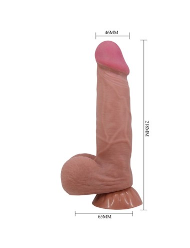PRETTY LOVE - SÉRIE SLIDING SKIN GODE RÉALISTE AVEC VENTOUSE COULISSANTE PEAU BRUN 21,8 CM