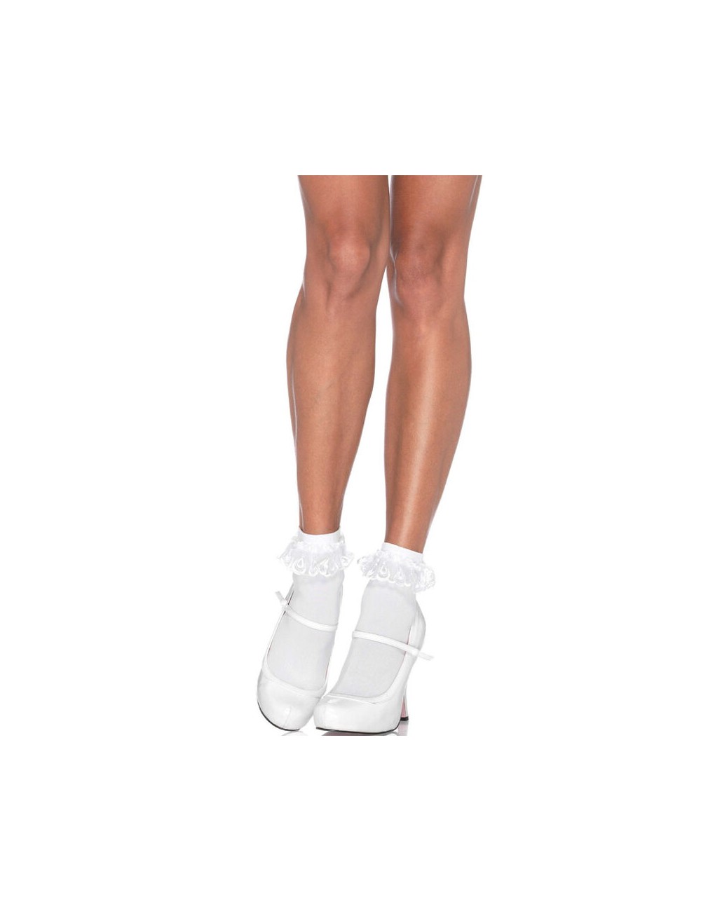 LEG AVENUE - CHAUSSETTES VOLANTS EN DENTELLE BLANCHE LEG AVENUE - CHAUSSETTES VOLANTS EN DENTELLE BLANCHE