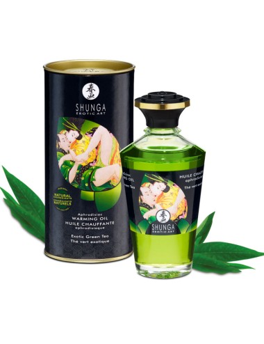 SHUNGA - HUILE DE MASSAGE EFFET CHALEUR AU THÉ VERT BIO 100 ML