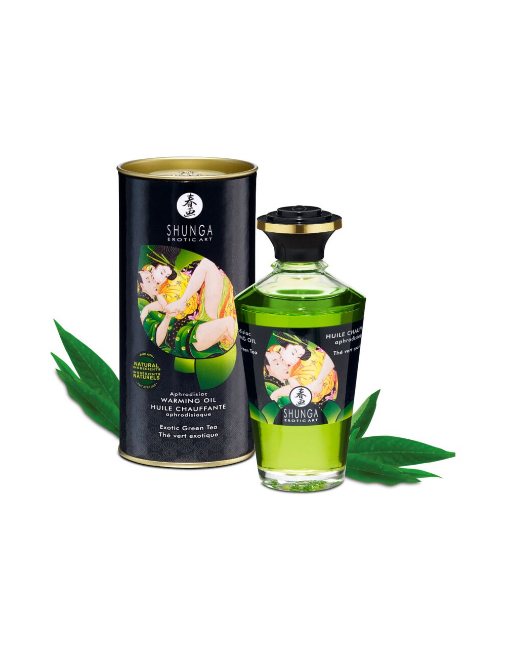 SHUNGA - HUILE DE MASSAGE EFFET CHALEUR AU THÉ VERT BIO 100 ML