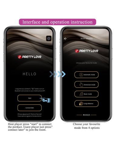 PRETTY LOVE - VIBRATEUR ELECTROSHOCK HECTOR PAR APP CONTROL VIOLET