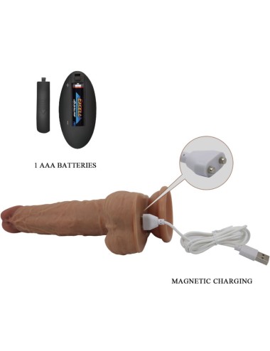 PRETTY LOVE - GODE EN SILICONE JONATHAN 3 VIBRATIONS + 3 MESURES DINSERTION TÉLÉCOMMANDE 21 CM
