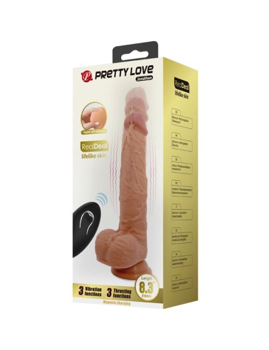 PRETTY LOVE - GODE EN SILICONE JONATHAN 3 VIBRATIONS + 3 MESURES DINSERTION TÉLÉCOMMANDE 21 CM